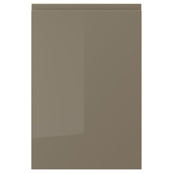 VOXTORP door, dark grey-brown, modern, high-gloss, smooth, rectangular, integrated handle
