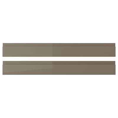 VOXTORP drawer fronts, dark grey-brown, high gloss, sleek design, with integrated handles, easy-care finish.