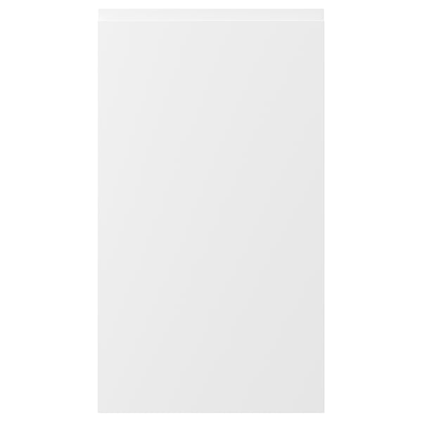 VOXTORP matte white door, sleek minimalist design with integrated handles.