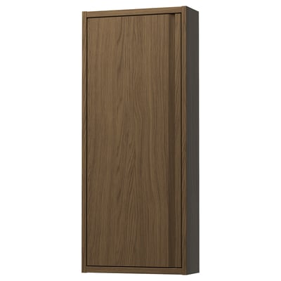 Mueble de pared ÄNGSJÖN, efecto roble marrón, forma rectangular vertical, diseño minimalista con tiradores integrados.
