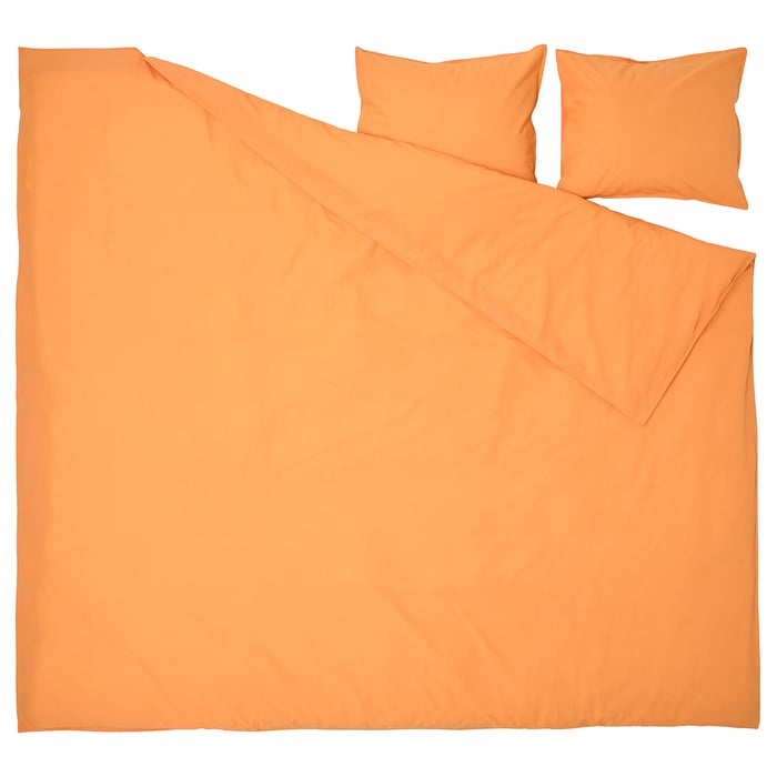 Funda Nórdica 240x260 + 2 Fundas Almohada 50x75 - Microfibra 110g, Color Naranja Con Flores, Cremallera