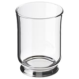 Vaso de vidrio BALUNGEN, base cromada, color claro, diseño robusto, forma simple, elegante.