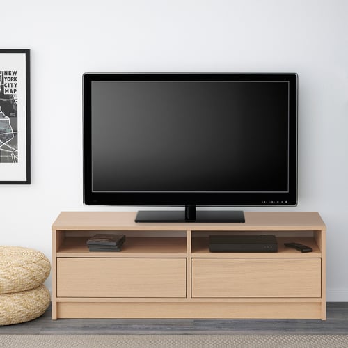 BENNO mueble TV, chapa roble tinte blanco, 120x39x42 cm IKEA