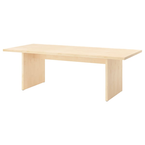 Mesa rectangular de madera clara con diseño limpio y cuatro patas.
