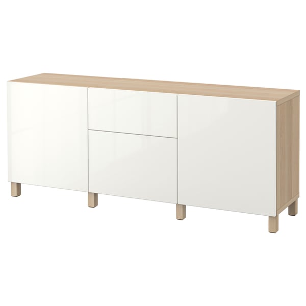 Aparador blanco Ikea BESTÅ, 3 secciones, estantes ajustables.