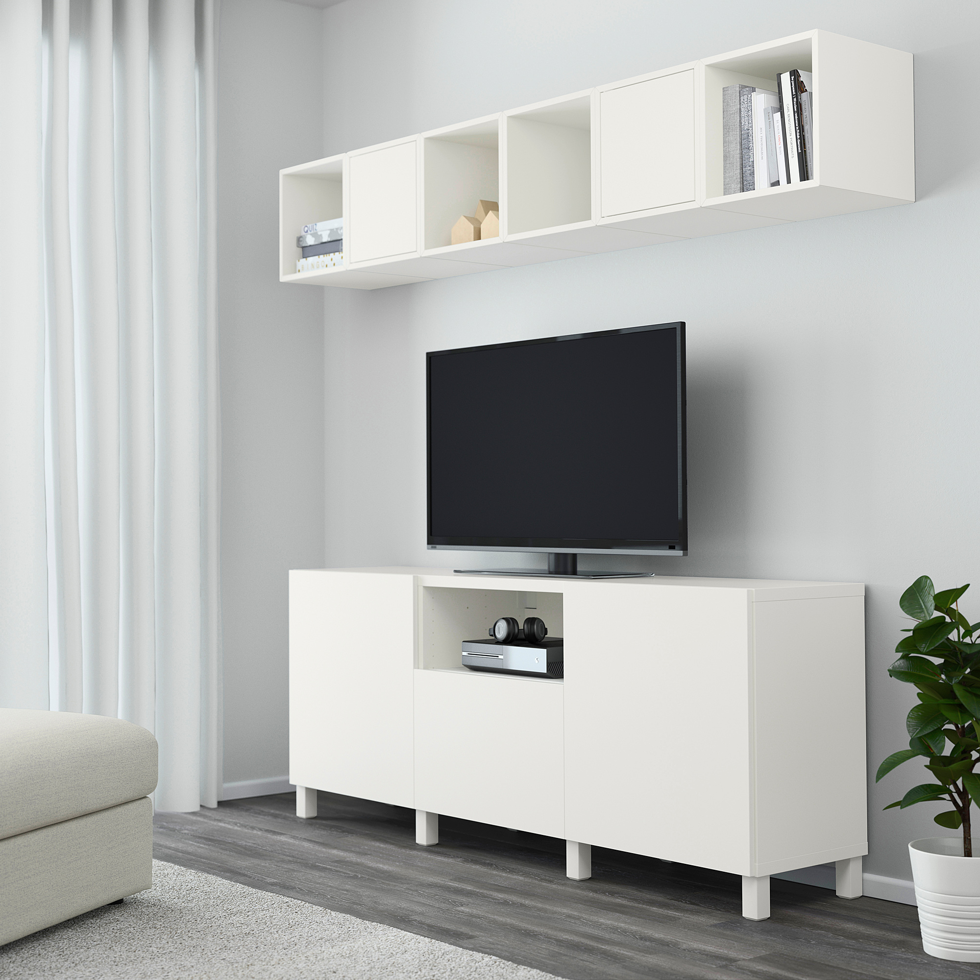 BESTÅ / EKET Mueble TV y armario, blanco, 70 x210 cm, IKEA BESTÅ / EKET Mueble TV y armario, blanco, 70 x210 cm, IKEA