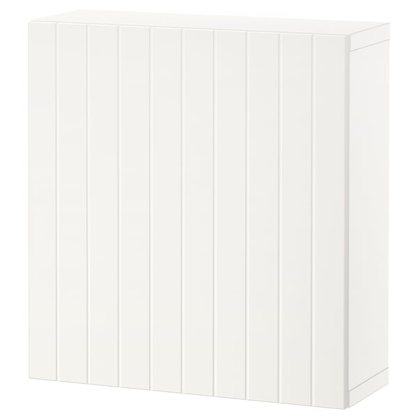 Cajonera BESTÅ blanca con ranuras verticales. Papel y tableros de partículas reciclados. Ideal para el almacenamiento.