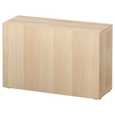 Mueble de almacenaje rectangular BESTÅ de madera clara con tapa plana y laterales lisos.