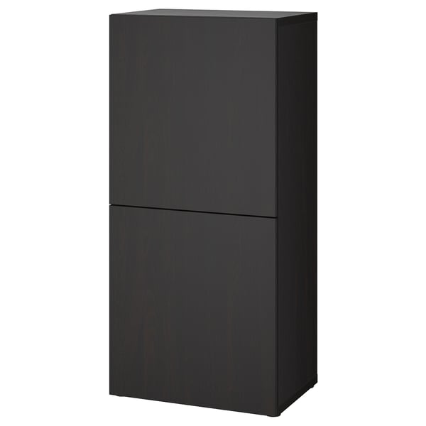 Mueble de almacenaje BESTÅ negro de 2 puertas, diseño sencillo, relleno de papel reciclado.