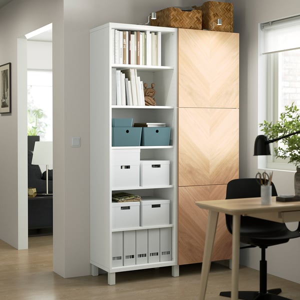 Mueble blanco/Hedeviken chapa roble, 120x42x202 IKEA