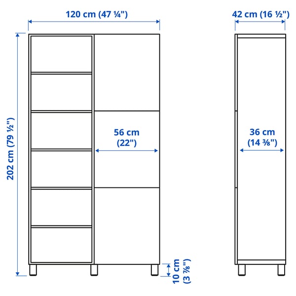 BESTÅ mueble salón, blanco/Hedeviken chapa roble, 120x42x193 cm - IKEA