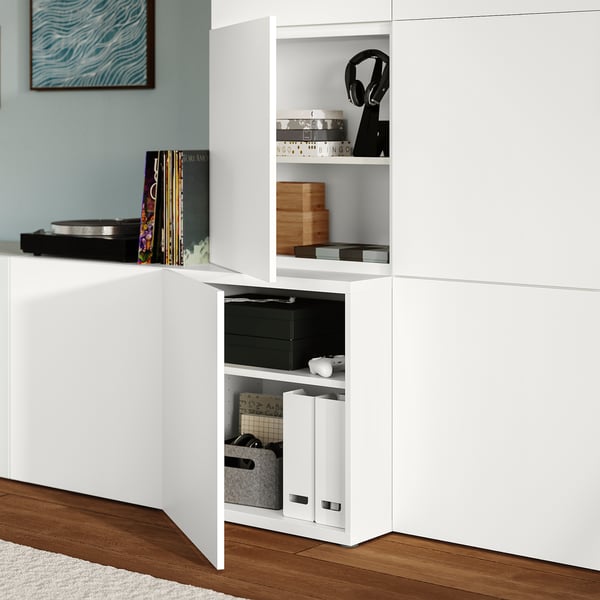 BESTÅ Mueble salón, blanco Lappviken/blanco, 300x42x193 cm