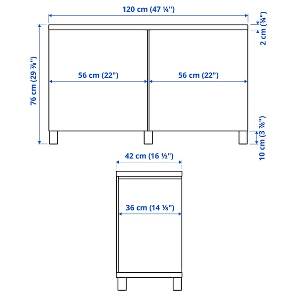 BESTÅ mueble salón, blanco/Lappviken/Stubbarp blanco, 120x42x76 cm - IKEA