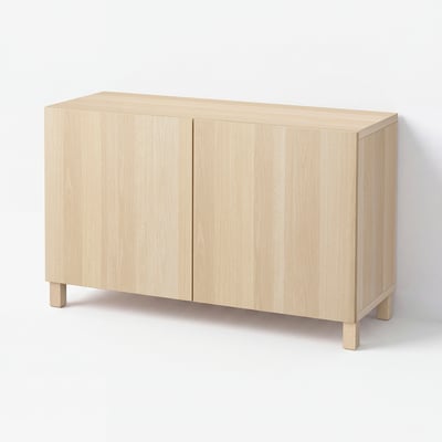 BESTÅ Mueble salón, efecto roble tinte blanco/Lappviken/Stubbarp efecto roble tinte blanco, 120x42x74 cm