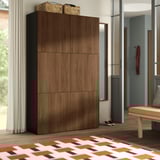 BESTÅ Mueble salón, negro-marrón/Lappviken efecto nogal, 120x42x193 cm