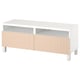 BESTÅ Mueble TV con cajones, blanco/Björköviken/Stubbarp chapa abedul, 120x42x48 cm