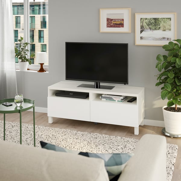 BESTÅ mueble TV con cajones, blanco/Lappviken/Stubbarp blanco, 120x42x48 cm  - IKEA