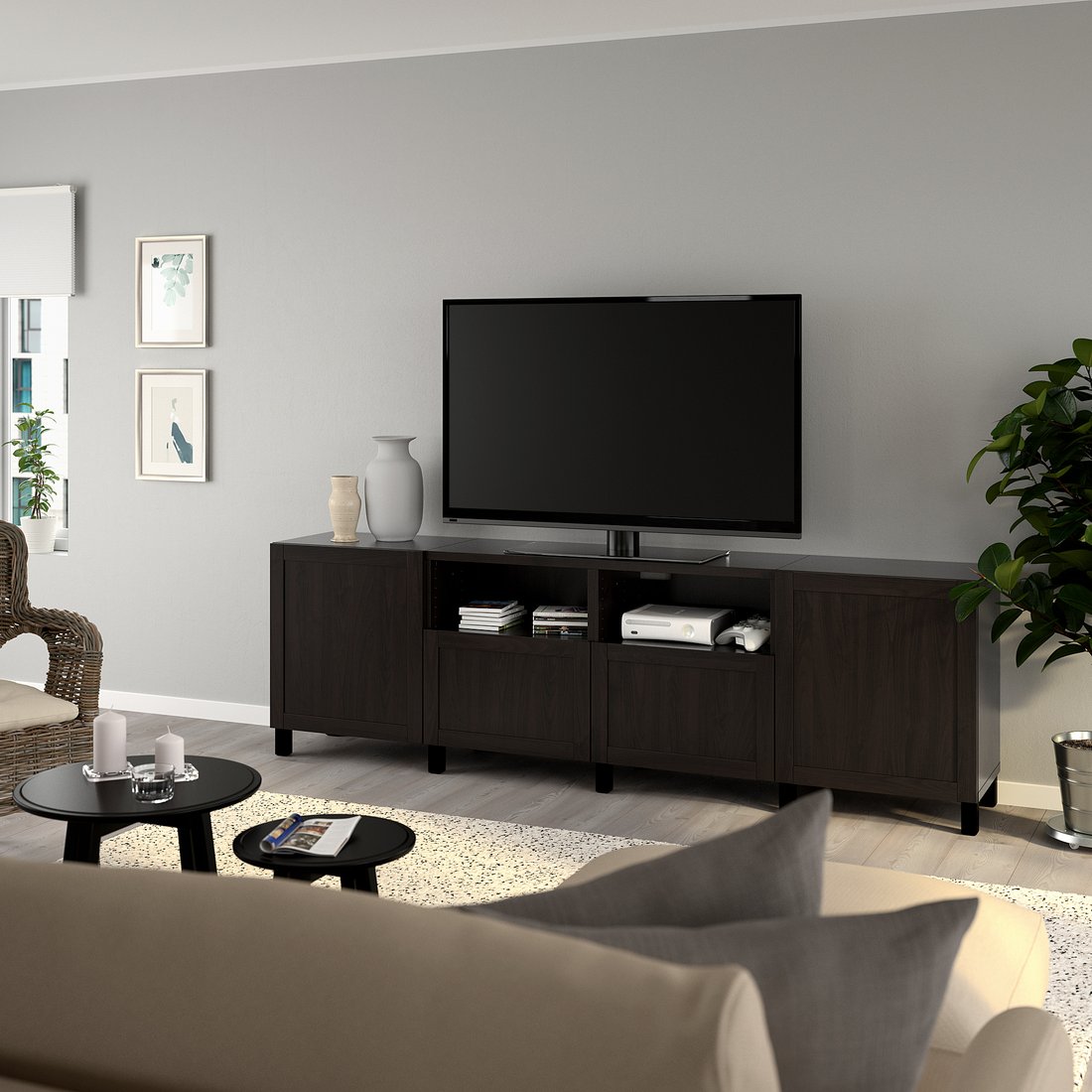 BESTÅ Mueble TV, negro-marrón, Hanviken/Stubbarp negro-marrón