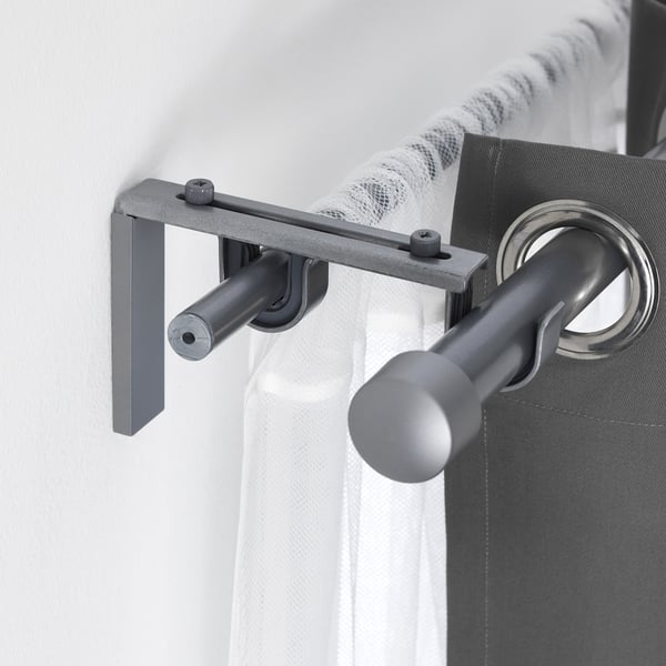 betydlig soporte barra cortina gris plata