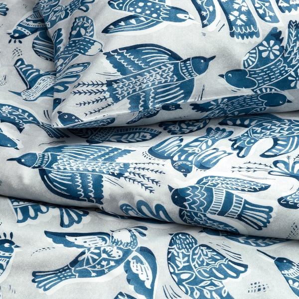 BITTERSÖTA Funda nórdica y 2 fundas almohada, gris claro/azul, 240x220/50x60 cm
