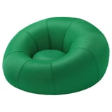 Silla redonda inflable de color verde brillante, perfecta para sentarse cómodamente. Confeccionado en tejido con patrón de malla, ofrece comodidad y sujeción.