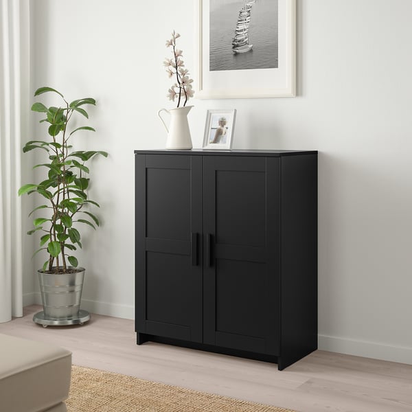 BRIMNES Armario con puertas, negro, 78x95 cm - IKEA