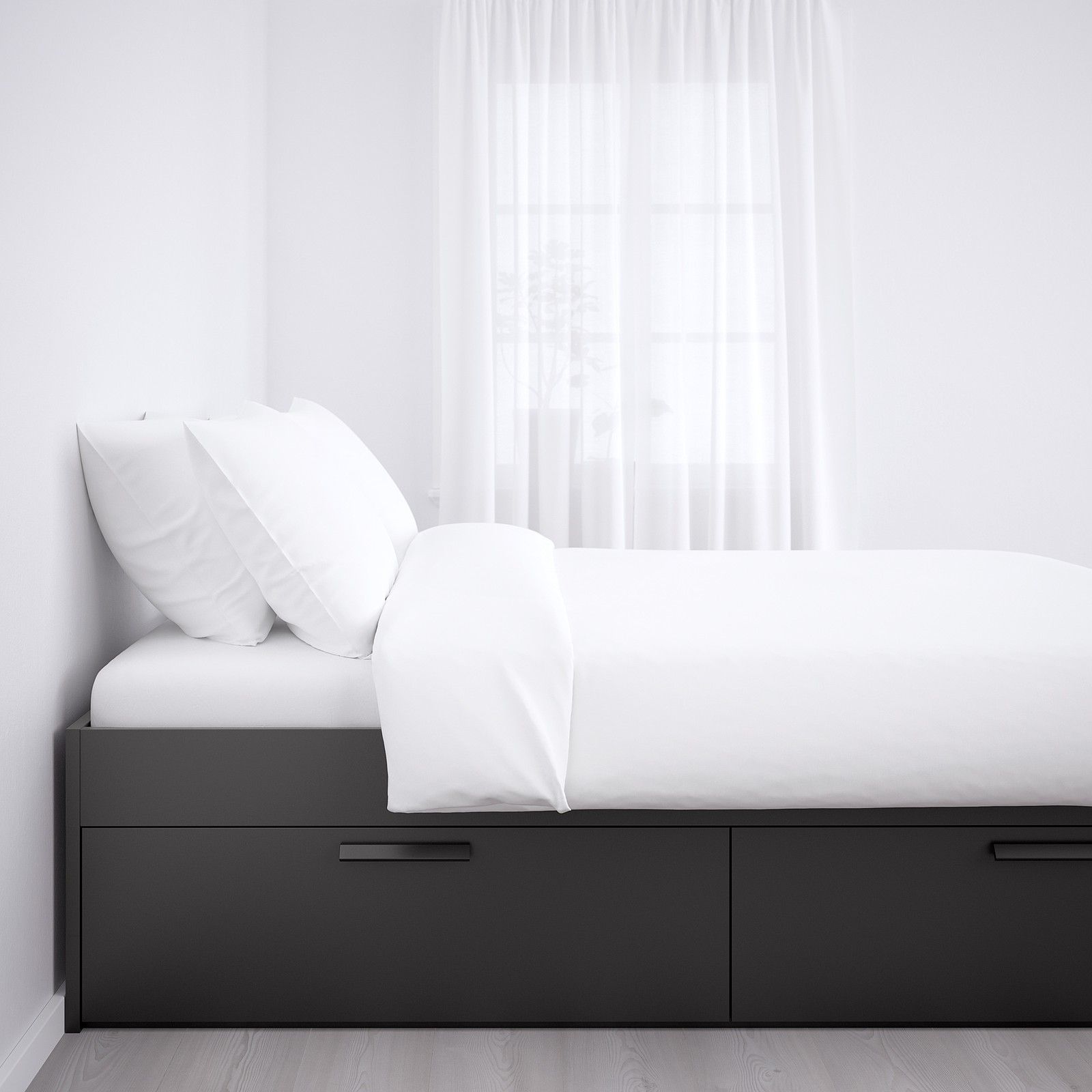 BRIMNES Estructura de cama con almacenaje, negro, Luröy, 140x200 cm - IKEA