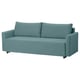 Sofá BRISSUND verde azulado, diseño moderno, asiento y respaldo acolchados, líneas elegantes, con almacenamiento oculto en la cama.
