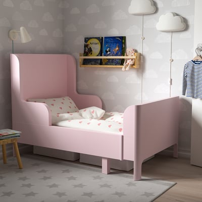 Cama rosa para niños, diseño redondeado, almohada suave, duradera, se adapta al espacio en la nube.