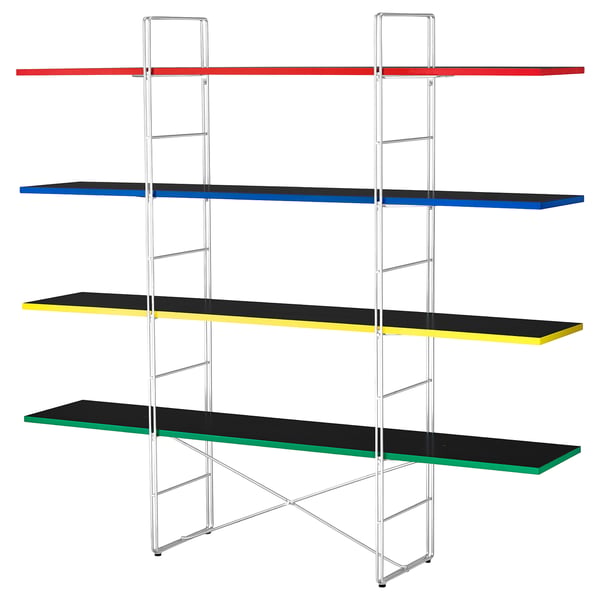 Estantería BYAKORRE, estantes coloridos sobre estructura metálica, ajustable, diseño moderno.