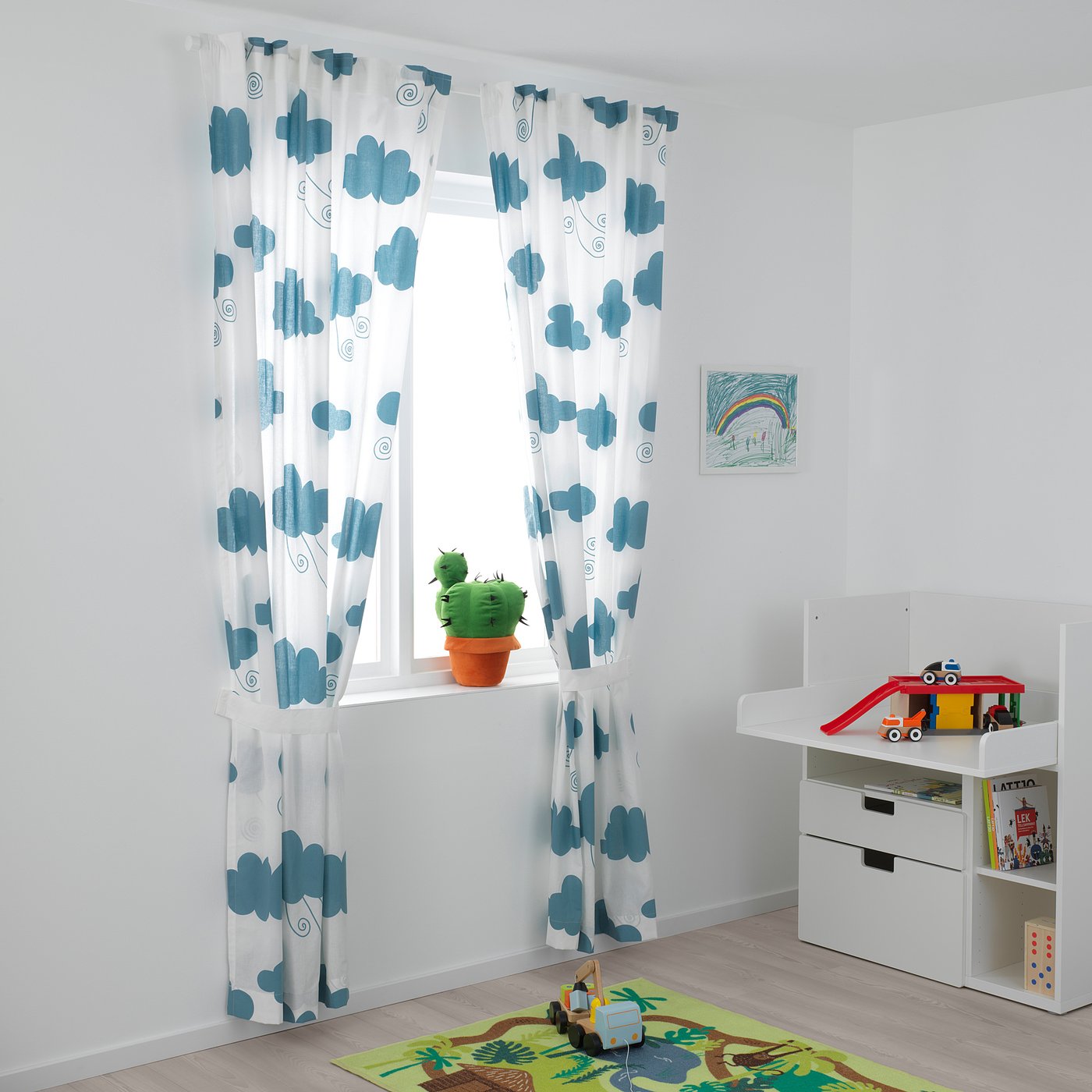 djungelskog cortinas alzapanos 1par nube azul 120x300 cm