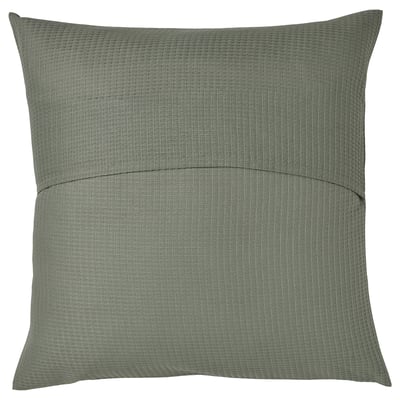 Cojín cuadrado EBBATILDA, gris verdoso claro, algodón textura gofre.