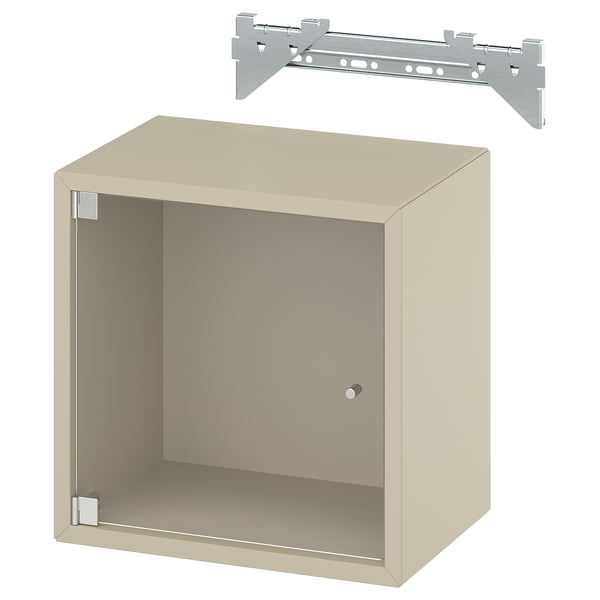 EKET Mueble de almacenaje con vitrina, beige, 35x25x35 cm