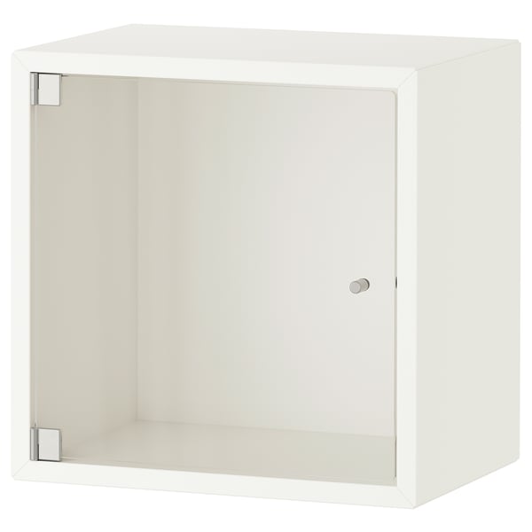 Almacenamiento en cubo blanco EKET, puerta de vidrio, manijas plateadas