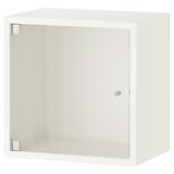Almacenamiento en cubo blanco EKET, puerta de vidrio, manijas plateadas