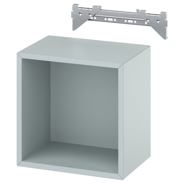 EKET: mueble de almacenaje gris en forma de cubo con barra de suspensión metálica, para montaje en pared.