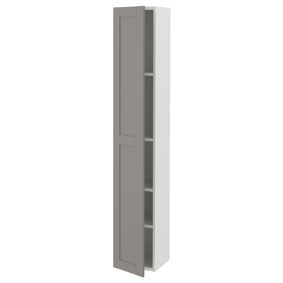 ENHET Armario alto con 4 baldas y puerta - blanco/gris estructura - IKEA