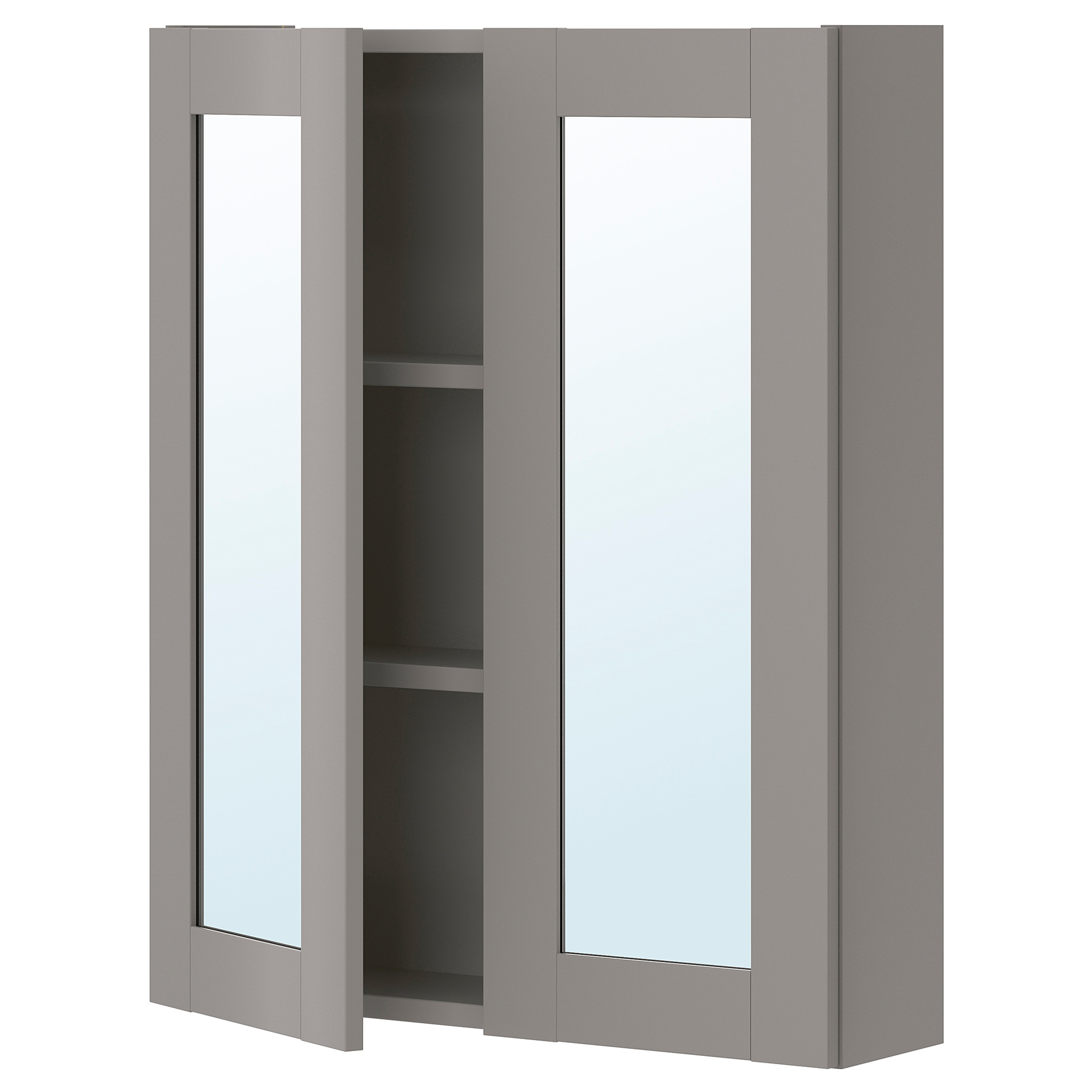 ENHET Armario &espejo, 2 puertas - gris/gris estructura - IKEA