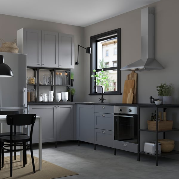 ENHET Cocina de esquina - antracita/gris estructura - IKEA
