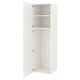 Mueble ENHET blanco, alto y rectangular con dos estantes y seis ganchos, de diseño minimalista y moderno.