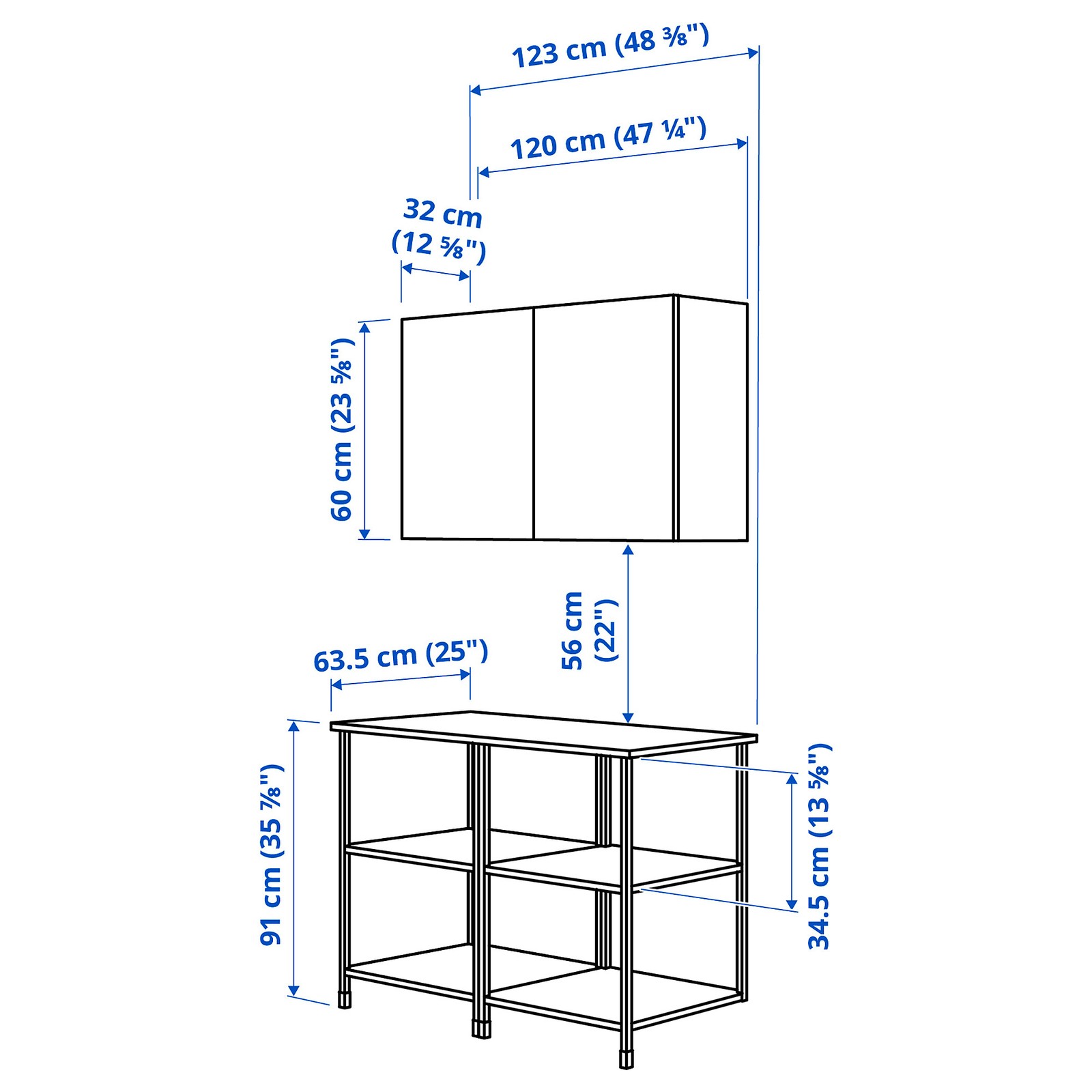 ENHET Combinación de almacenaje de pared - blanco/efecto cemento - IKEA