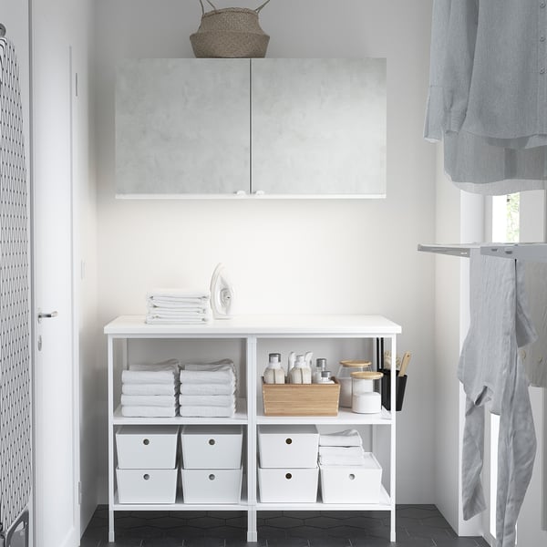 ENHET Combinación de almacenaje de pared - blanco/efecto cemento - IKEA