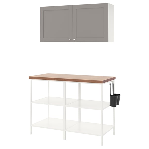 ENHET Combinación de almacenaje de pared - blanco/gris estructura - IKEA