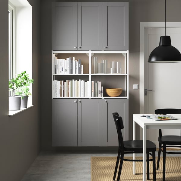 ENHET Combinación de almacenaje de pared - blanco/gris estructura - IKEA