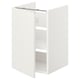 Mueble de baño ENHET blanco, rectangular, de diseño moderno, con un estante y una puerta abiertos.