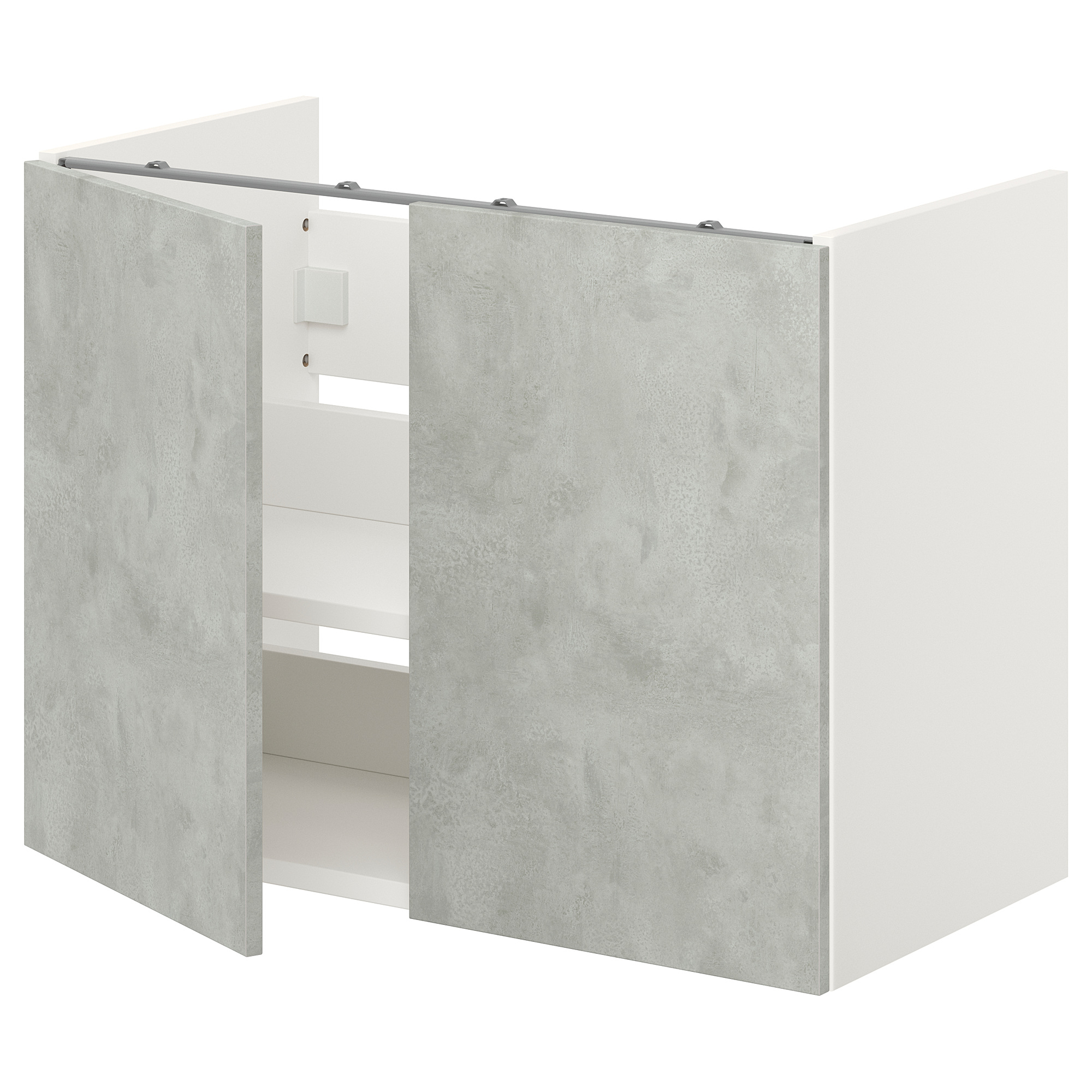 ENHET Mueble lavabo con balda/puertas - blanco/efecto cemento - IKEA