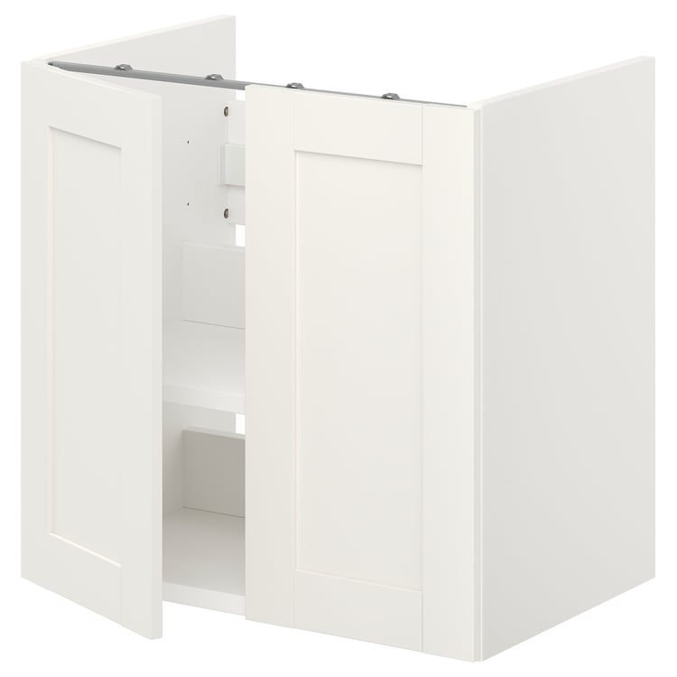 ENHET Mueble lavabo con balda/puertas - blanco/marco blanco - IKEA
