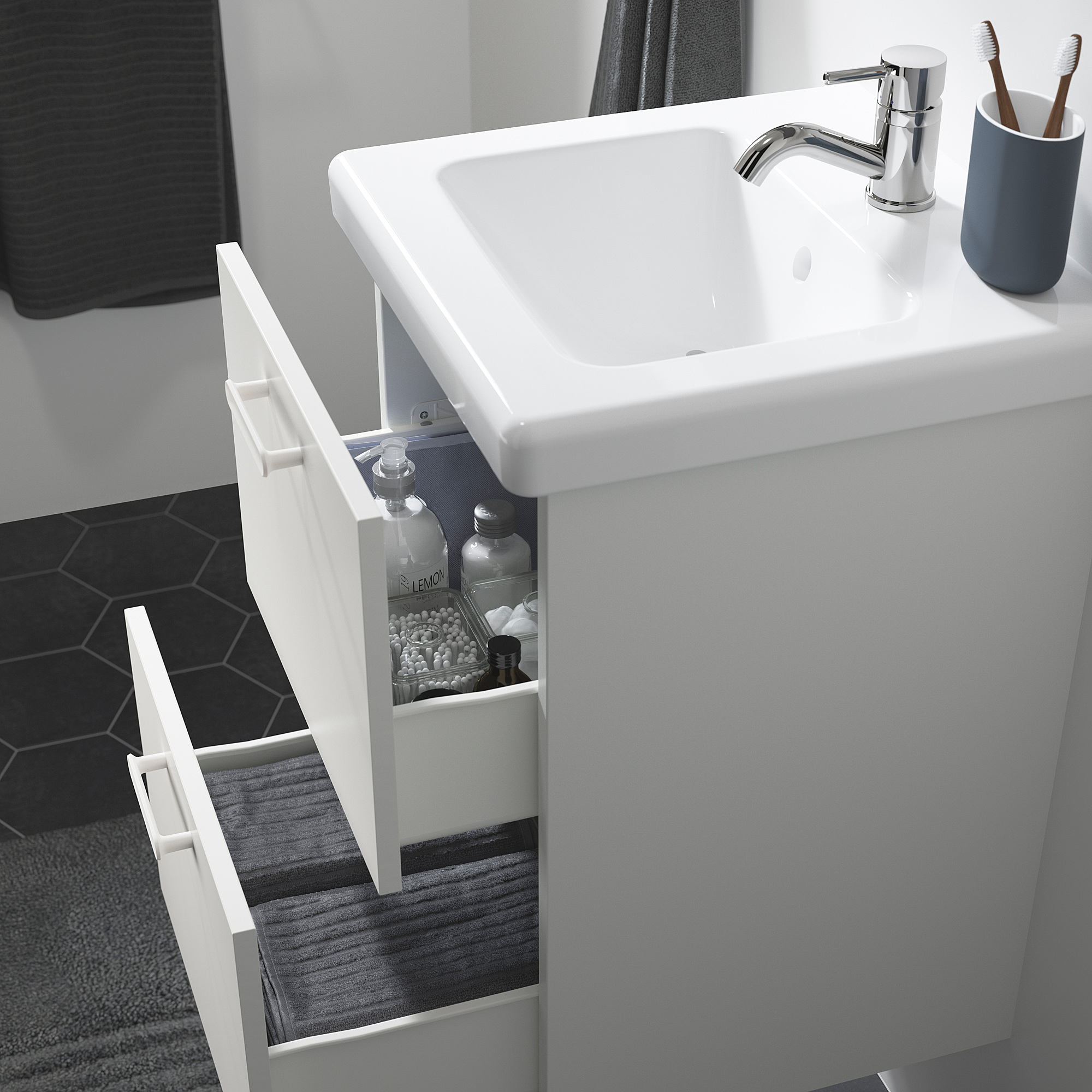 ENHET / TVÄLLEN Armario lavabo 2 cajones - blanco/Pilkån grifo - IKEA