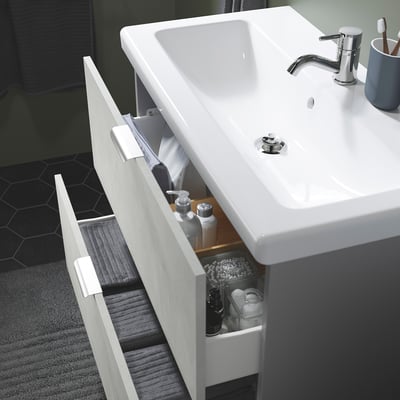 ENHET / TVÄLLEN Armario lavabo 2 cajones, efecto cemento/gris Pilkån