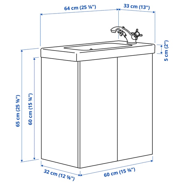 Ilustración con medidas del producto: ENHET.